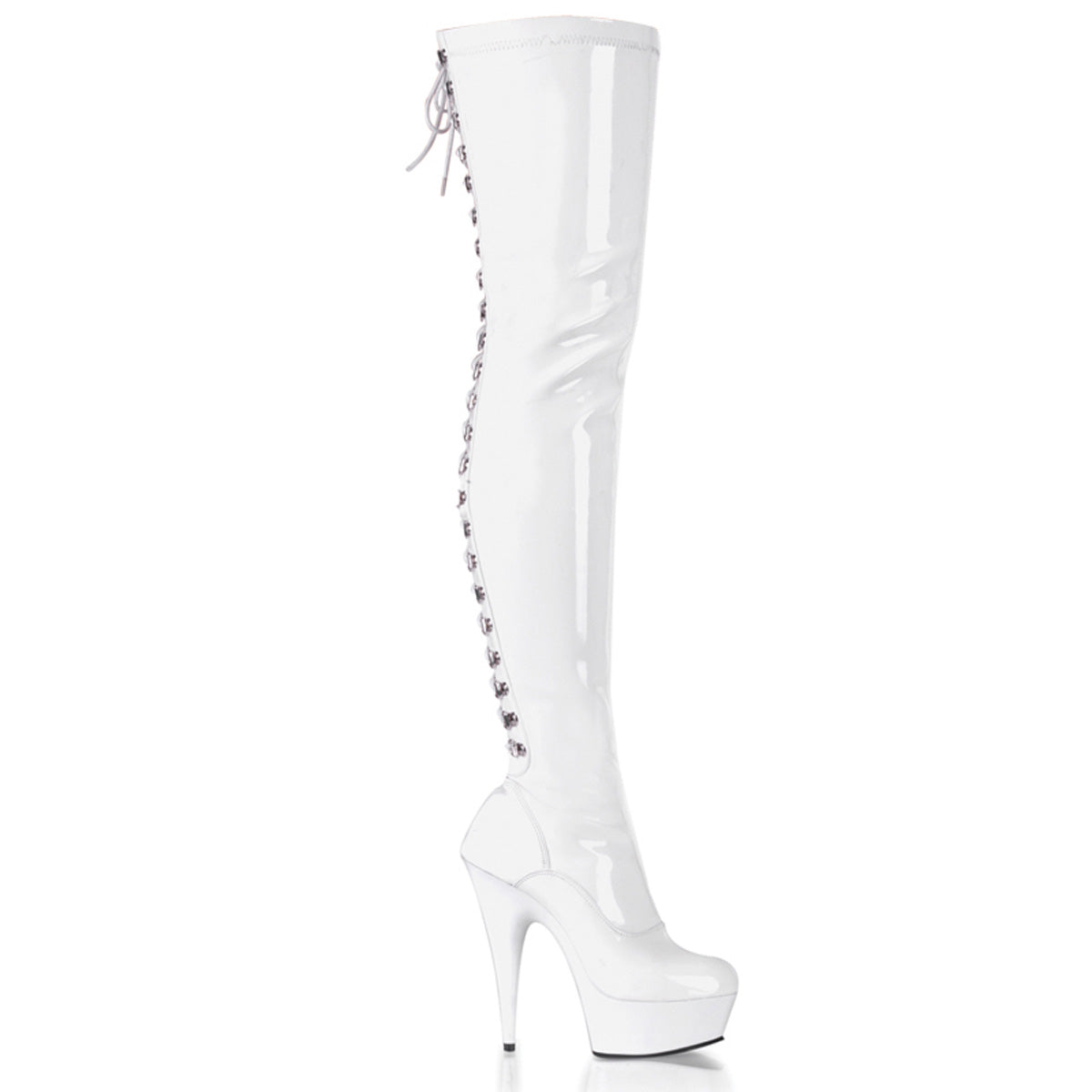 DELIGHT-3063 6 Inch Heel White Patent Pole Dancing Platforms-Pleaser- Sexy Shoes