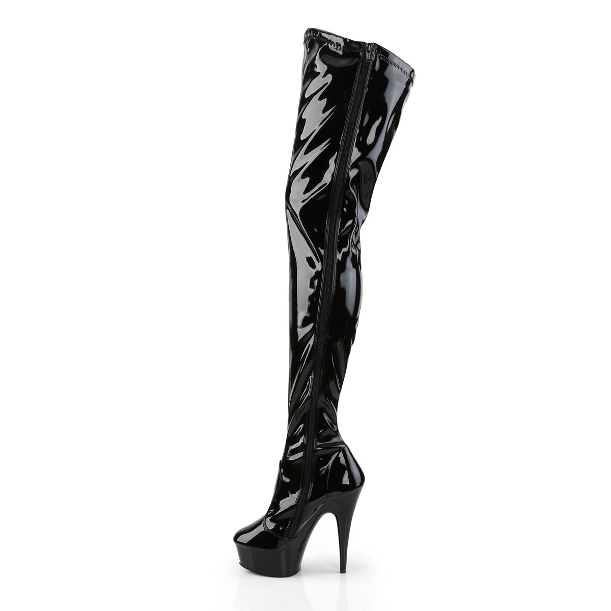 DELIGHT-4000 6" Heel Black Stretch Patent Pole Dancer Boots-Pleaser- Sexy Shoes Pole Dance Heels