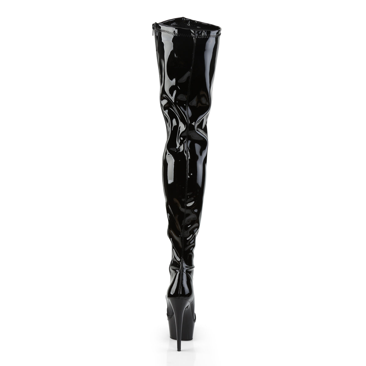 DELIGHT-4000 6" Heel Black Stretch Patent Pole Dancer Boots-Pleaser- Sexy Shoes Fetish Footwear
