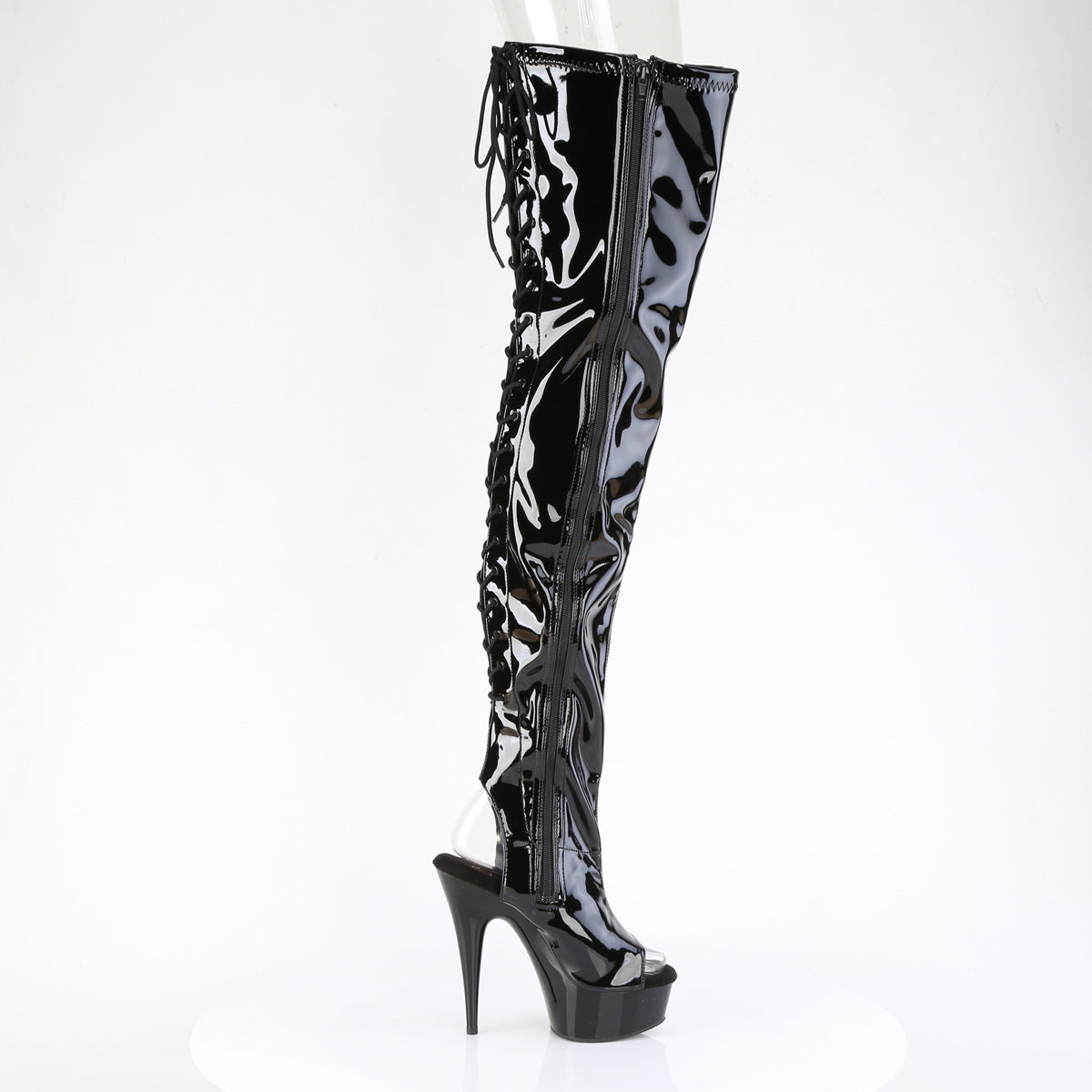 DELIGHT-4017 Pleaser Exotic Dancing Thigh Boots with Peep Toes