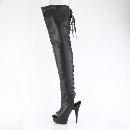 DELIGHT-4019 Pleaser Thigh High Boots Peep Toes