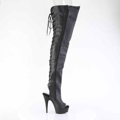 DELIGHT-4019 Pleaser Thigh High Boots Peep Toes