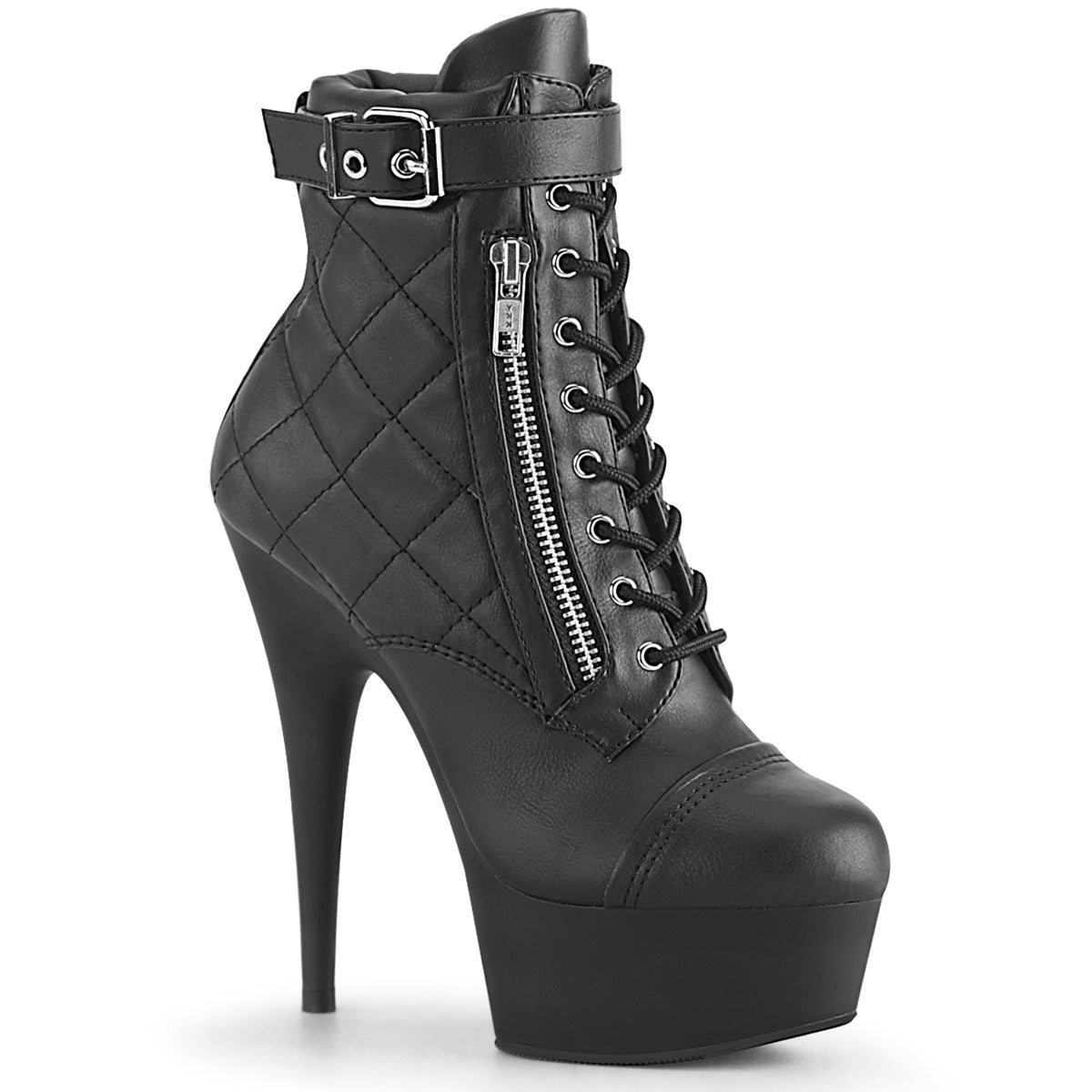 DELIGHT-600-05 Pleaser 6" Heel Black Pole Dancing Platforms-Pleaser- Sexy Shoes