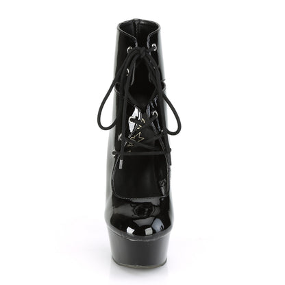DELIGHT-600-22 6" Heel Black Patent Pole Dancing Platforms-Pleaser- Sexy Shoes Alternative Footwear