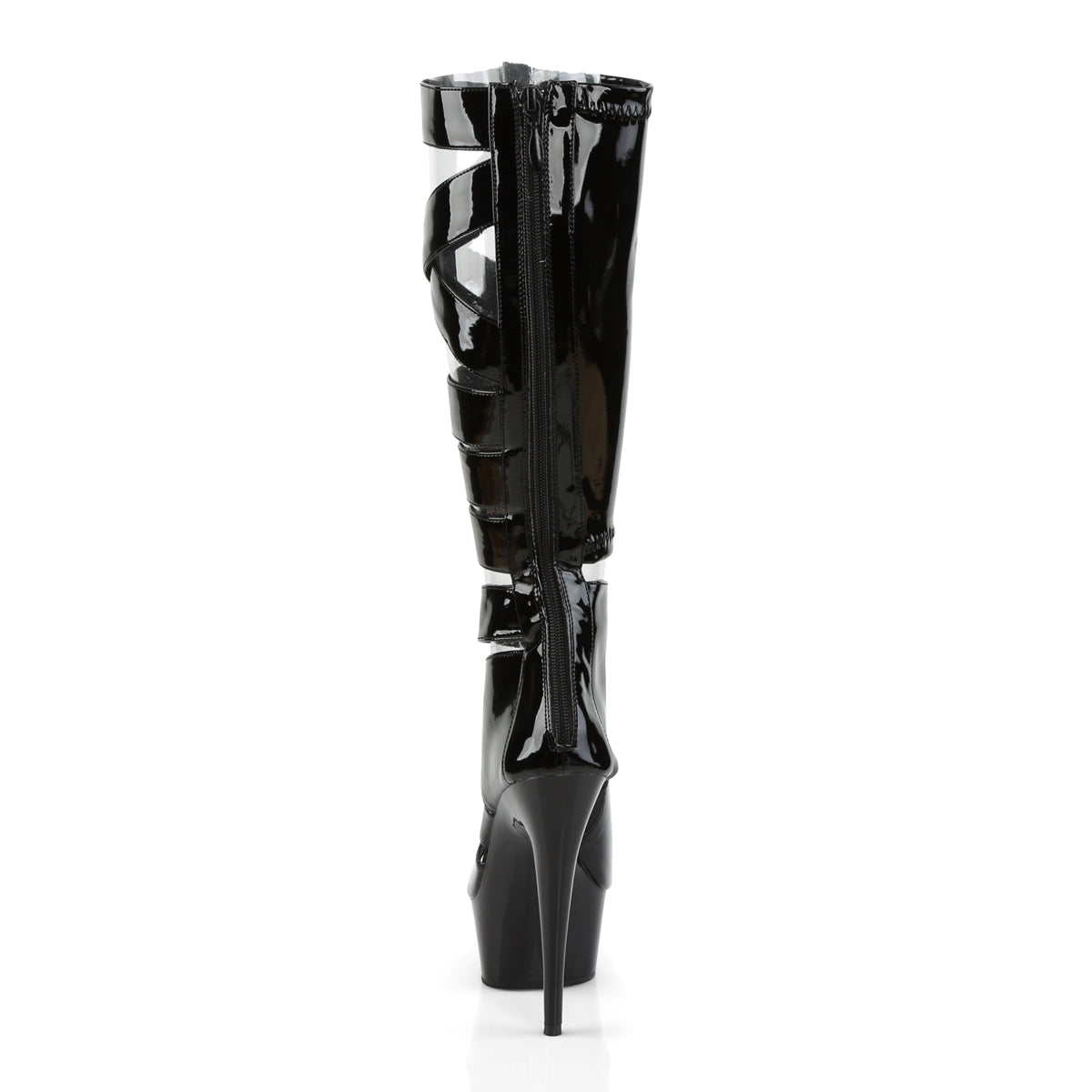 DELIGHT-600-49 6" Heel Black Patent Pole Dancing Platforms-Pleaser- Sexy Shoes Fetish Footwear