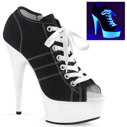 DELIGHT-600SK-01 Pleaser 6" Heel Black Pole Dancer Platform Shoes