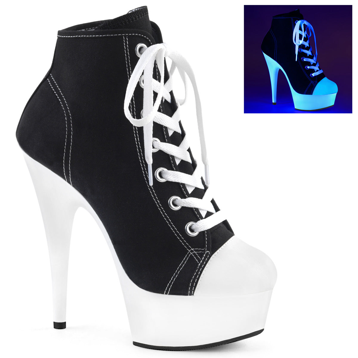 DELIGHT-600SK-02 Pleaser 6" Heel Black Pole Dancer Platforms-Pleaser- Sexy Shoes