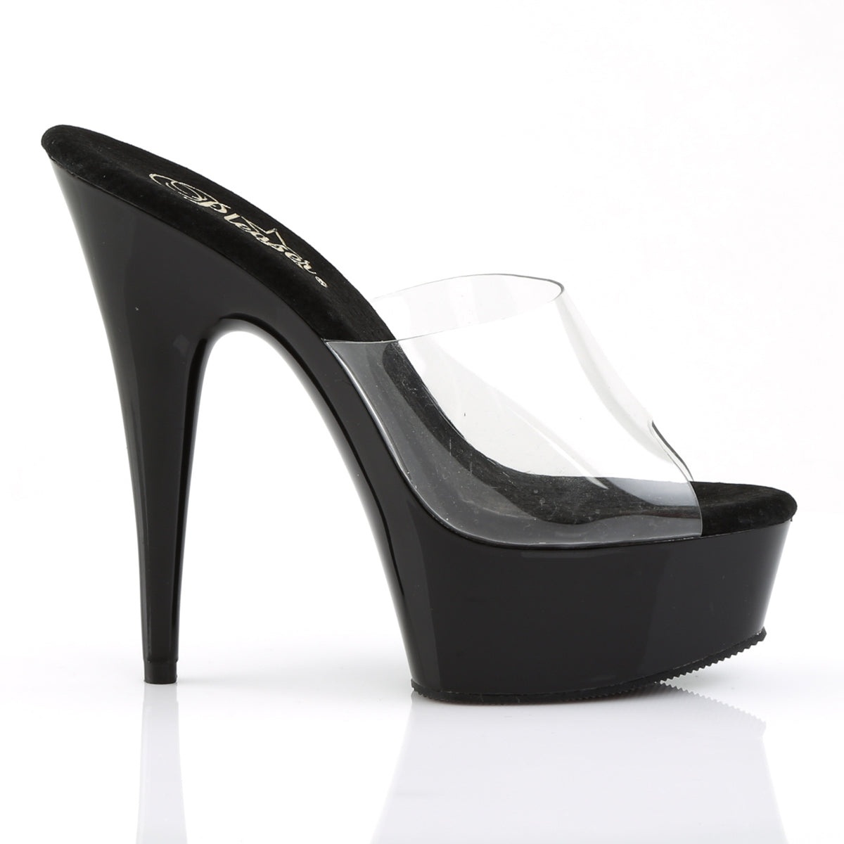 DELIGHT-601 6" Heel Clear and Black Pole Dancing Platforms-Pleaser- Sexy Shoes Fetish Heels