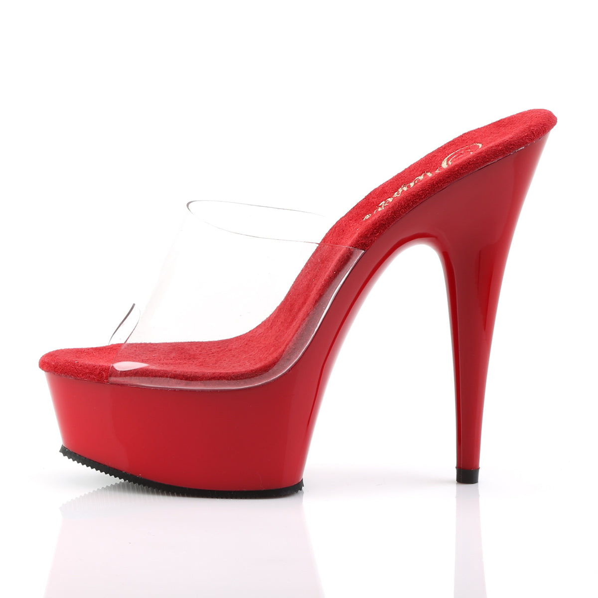 DELIGHT-601 6 Inch Heel Clear and Red Pole Dancing Platforms-Pleaser- Sexy Shoes Pole Dance Heels