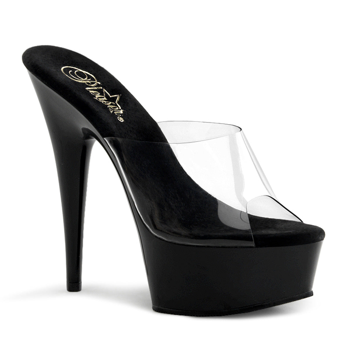 DELIGHT-601 6" Heel Clear and Black Pole Dancing Platforms-Pleaser- Sexy Shoes