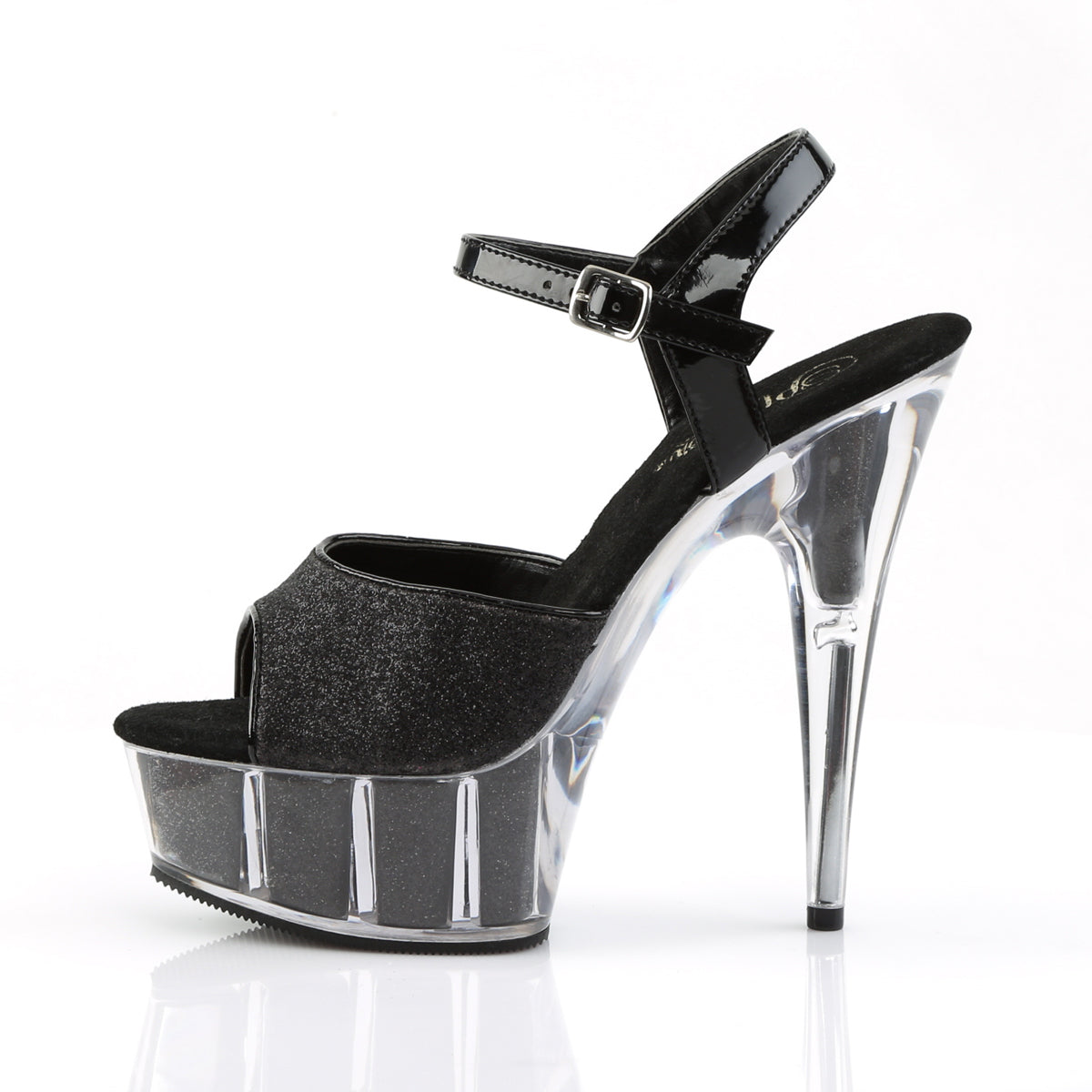 DELIGHT-609-5G 6" Heel Black Glitter Pole Dancing Platforms-Pleaser- Sexy Shoes Pole Dance Heels