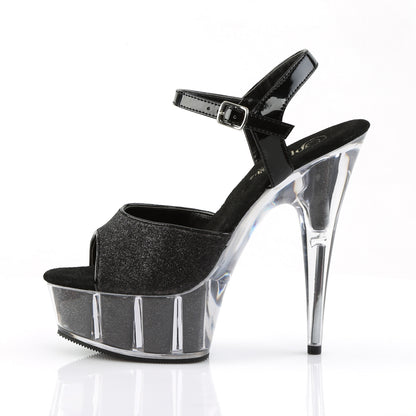 DELIGHT-609-5G 6" Heel Black Glitter Pole Dancing Platforms-Pleaser- Sexy Shoes Pole Dance Heels