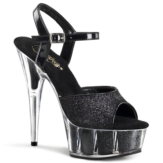 DELIGHT-609-5G 6" Heel Black Glitter Pole Dancing Platforms-Pleaser- Sexy Shoes