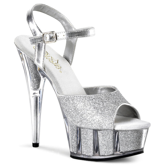 DELIGHT-609-5G 6" Heel Silver Glitter Pole Dancing Platforms-Pleaser- Sexy Shoes