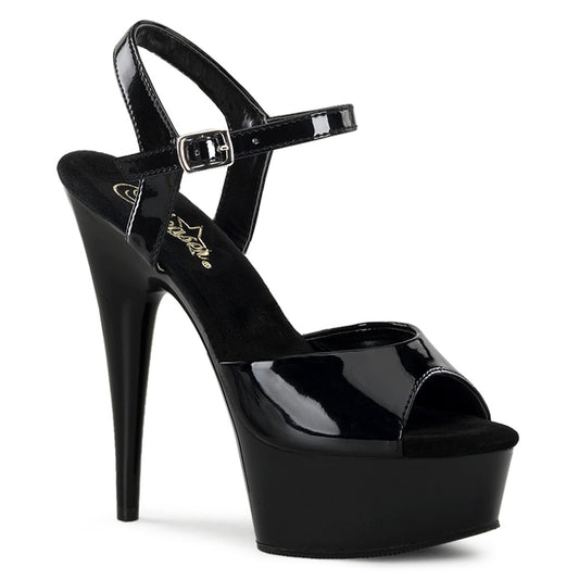 DELIGHT-609 6" Heel Black Patent Pole Dancing Platforms-Pleaser- Sexy Shoes
