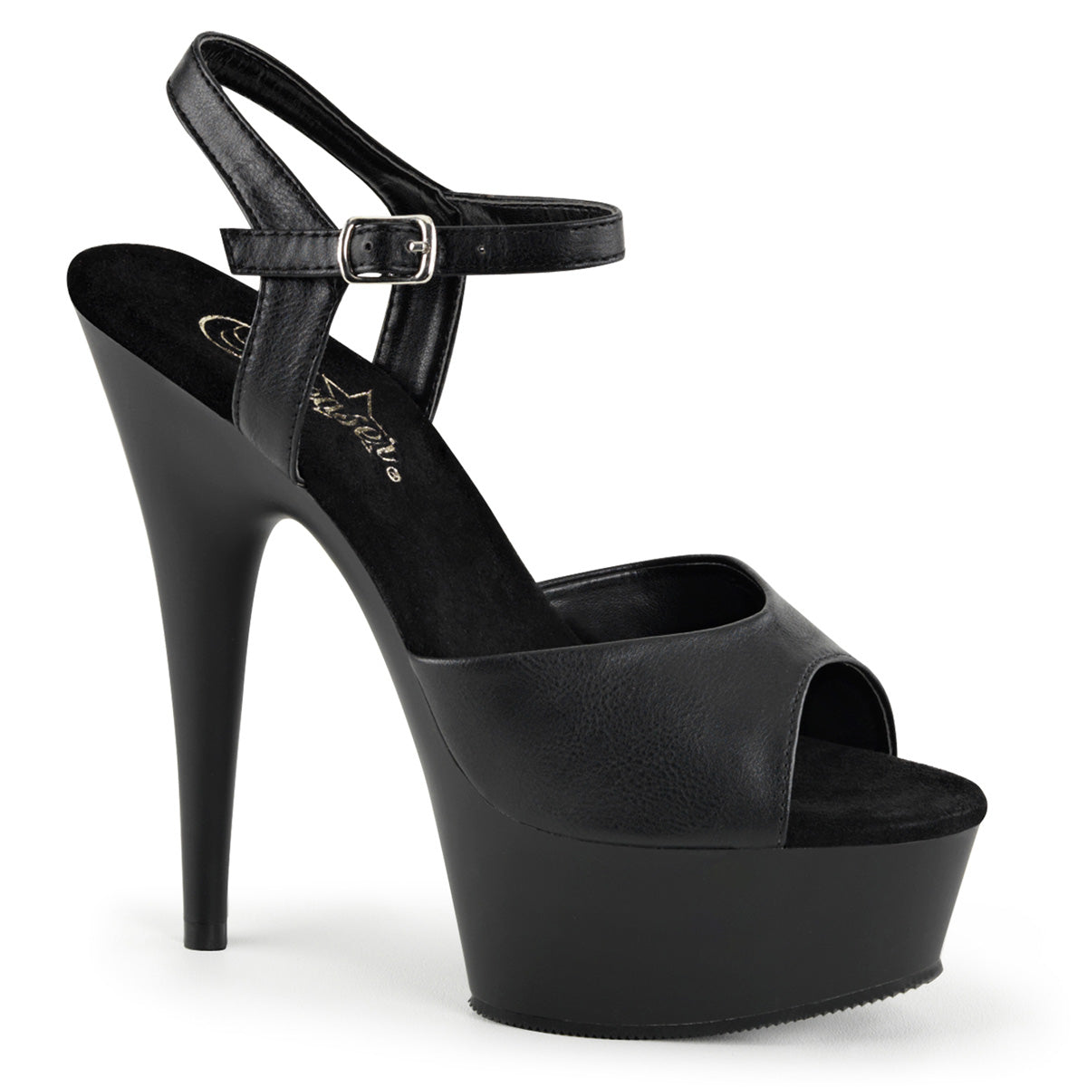 DELIGHT-609 Pleaser 6 Inch Heel Black Pole Dancing Platform-Pleaser- Sexy Shoes