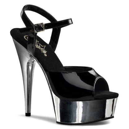 DELIGHT-609 6" Heel Black Silver Chrome Pole Dance Platforms-Pleaser- Sexy Shoes
