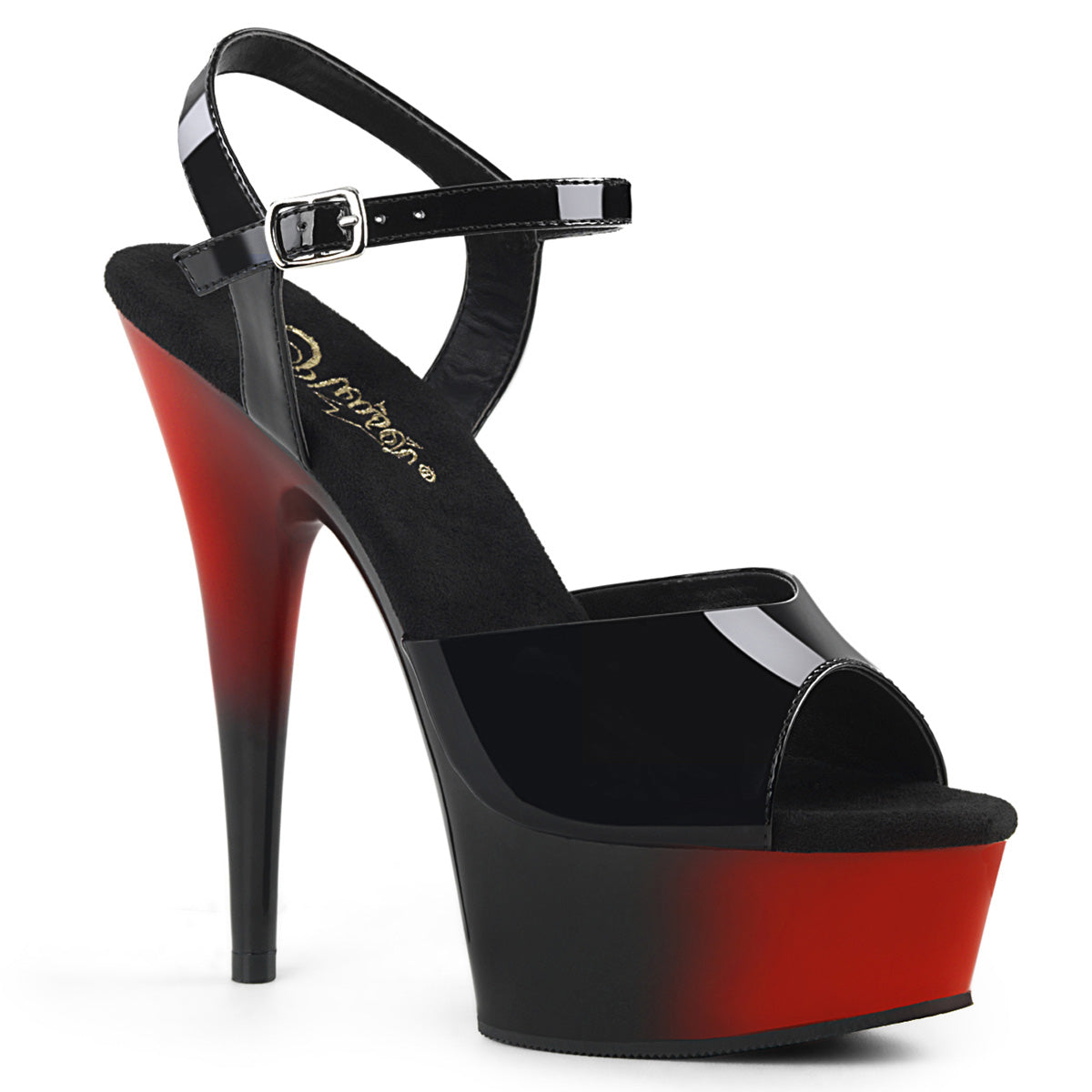 DELIGHT-609BR 6" Heel Black and Red  Stripper Platforms High Heels