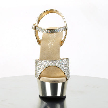 DELIGHT-609G 6 Inch Heel Gold Glitter Pole Dancing Platforms-Pleaser- Sexy Shoes Alternative Footwear