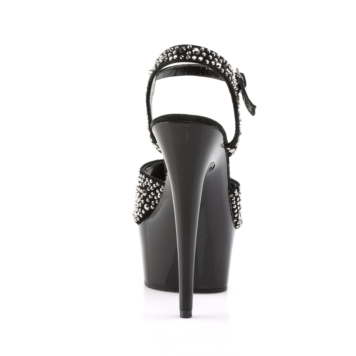 DELIGHT-609RS 6" Heel Black w Pewter Rhinestone Sexy Shoes-Pleaser- Sexy Shoes Fetish Footwear