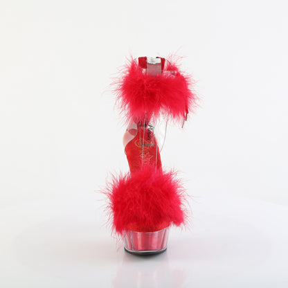 DELIGHT-624F Pleaser Pole Dancing Shoeswith Red Fluffy Trim Details.