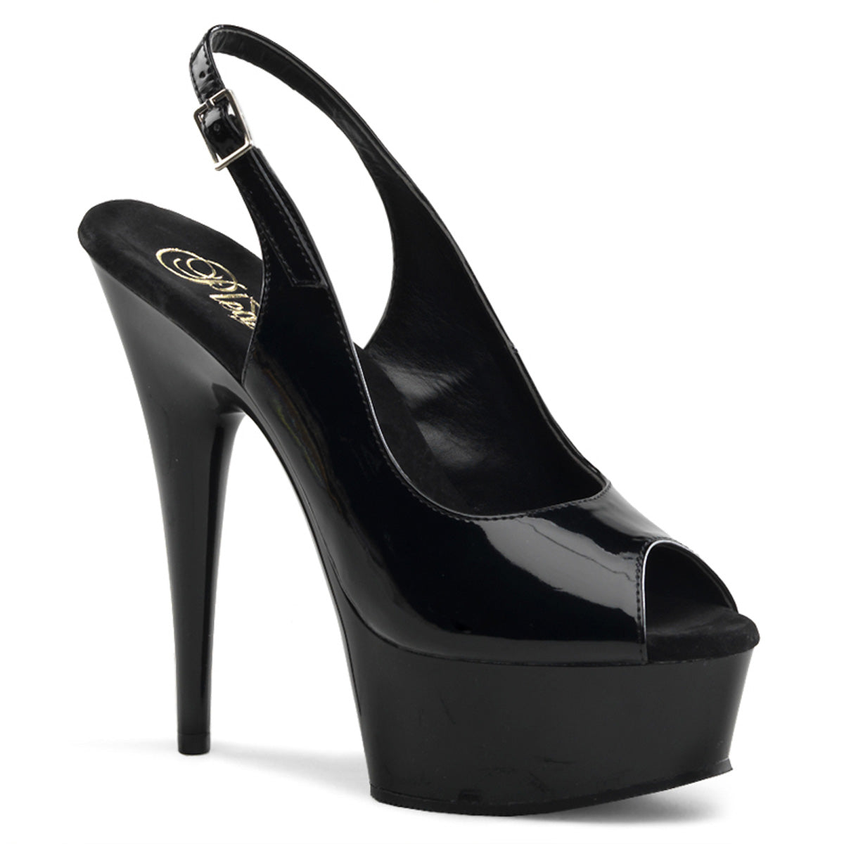 DELIGHT-654 Pleaser 6 Inch Heel Black Pole Dancing Platforms-Pleaser- Sexy Shoes