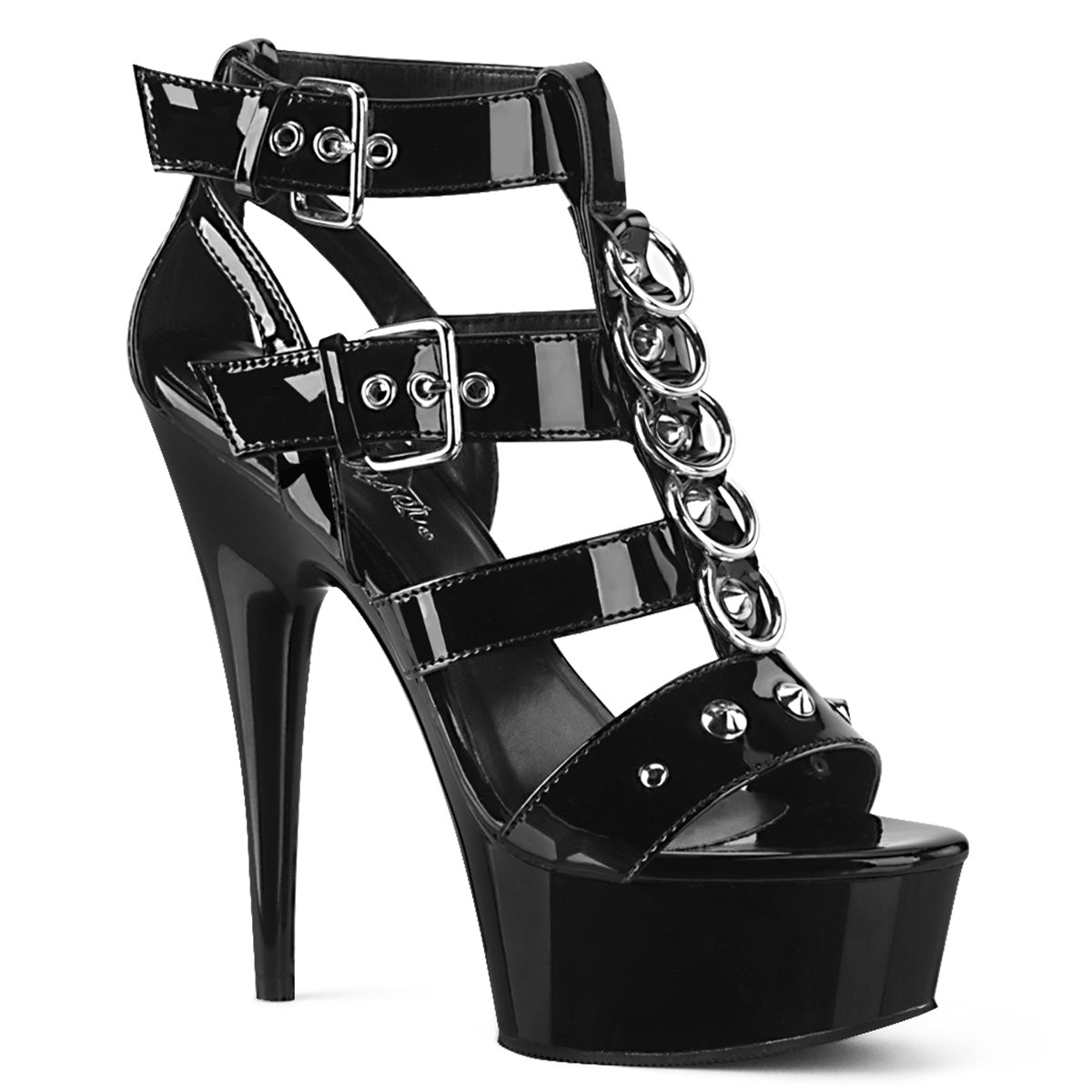 DELIGHT-658 6" Heel Black Patent  Stripper Platforms High Heels