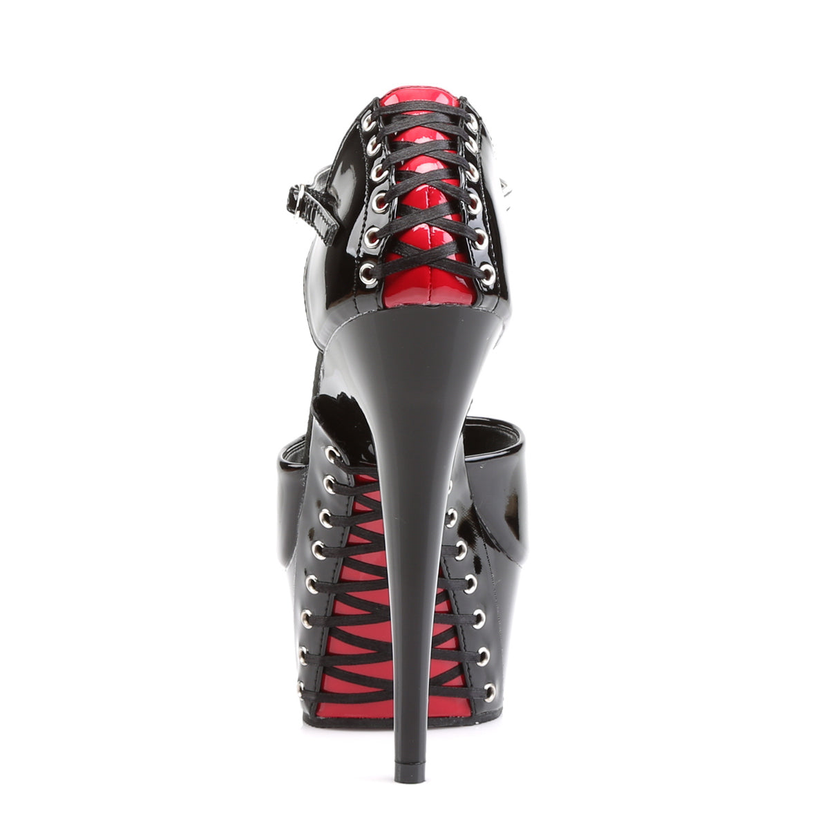 DELIGHT-660FH 6" Heel Black and Red Pole Dancing Platforms-Pleaser- Sexy Shoes Fetish Footwear