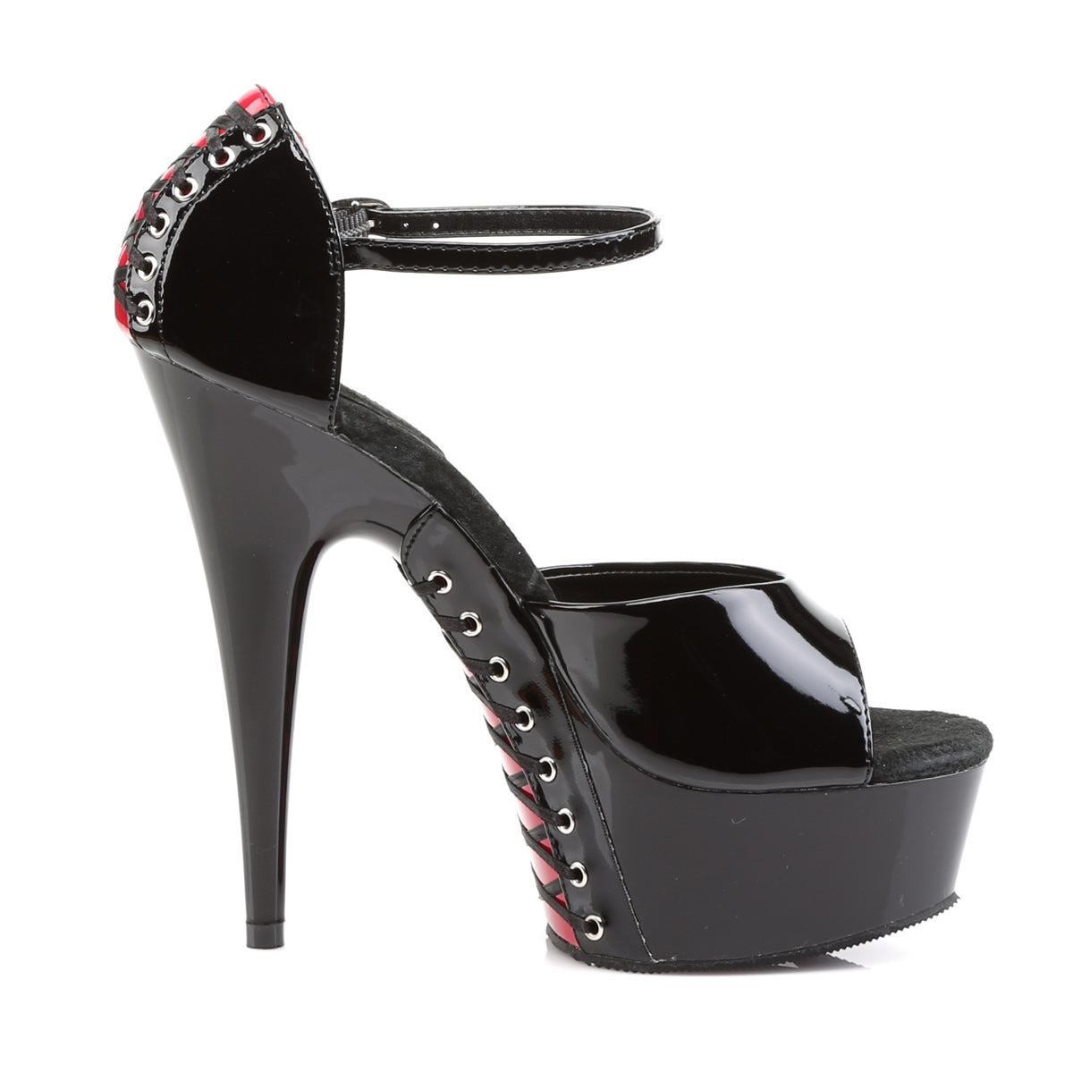 DELIGHT-660FH 6" Heel Black and Red Pole Dancing Platforms-Pleaser- Sexy Shoes Fetish Heels