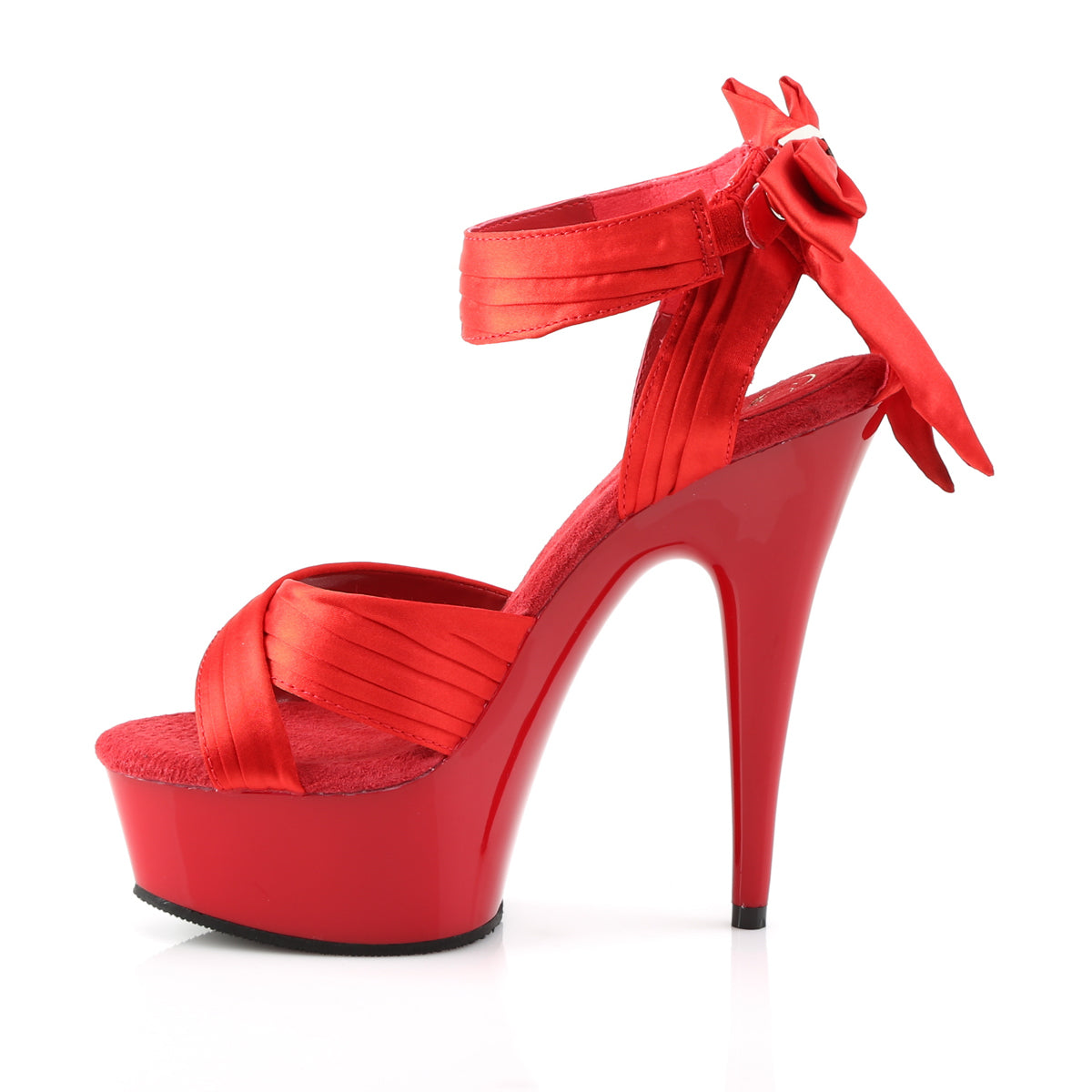 DELIGHT-668 Pleaser 6" Heel Red Satin Pole Dancing Platforms-Pleaser- Sexy Shoes Pole Dance Heels