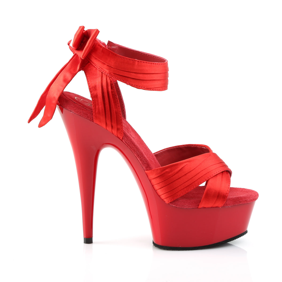 DELIGHT-668 Pleaser 6" Heel Red Satin Pole Dancing Platforms-Pleaser- Sexy Shoes Fetish Heels