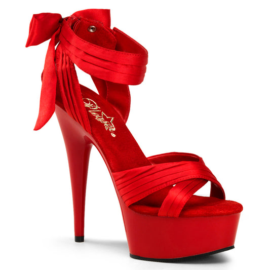 DELIGHT-668 Pleaser 6" Heel Red Satin Pole Dancing Platforms-Pleaser- Sexy Shoes