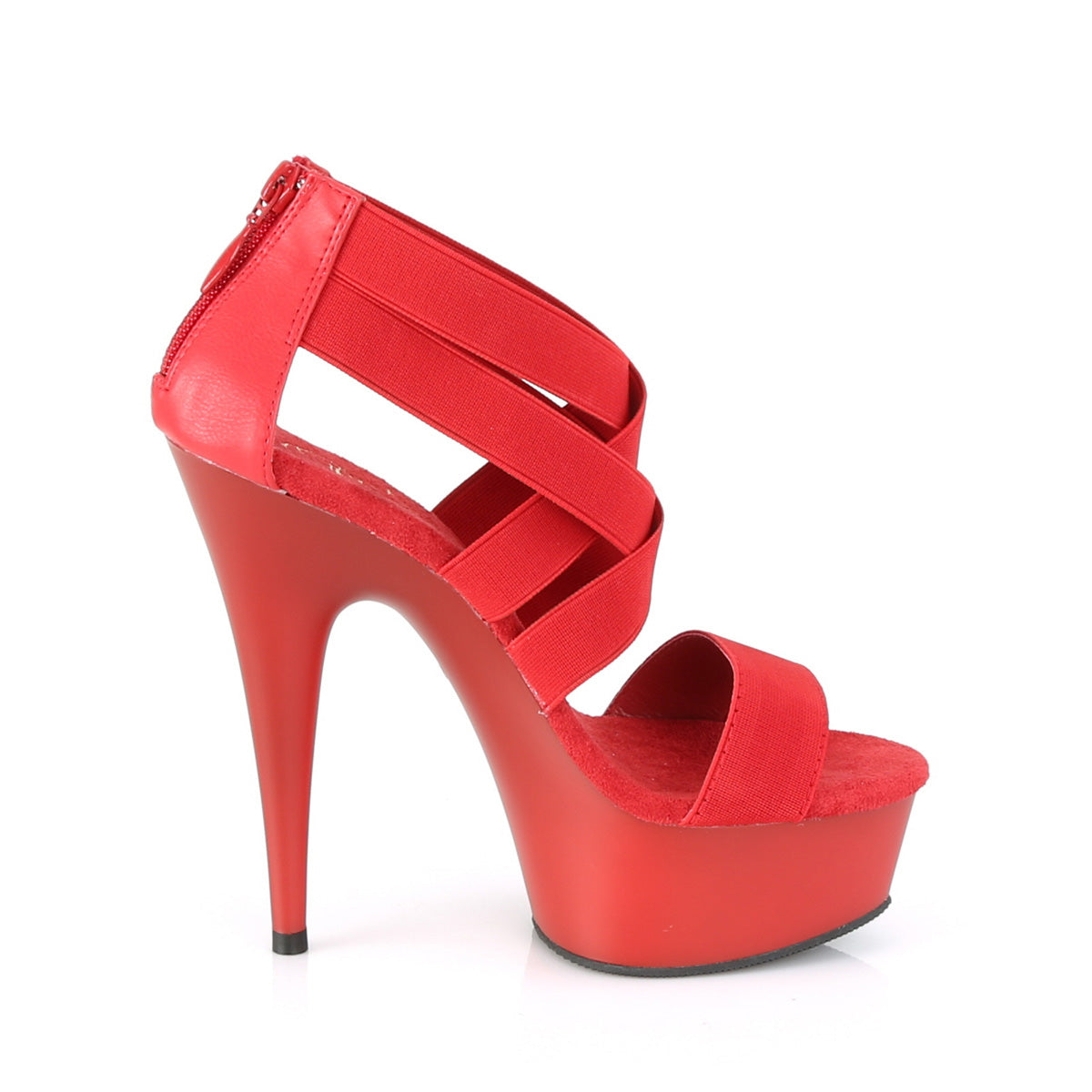 DELIGHT-669 6" Heel Red Elastic Band Pole Dancing Platforms-Pleaser- Sexy Shoes Fetish Heels
