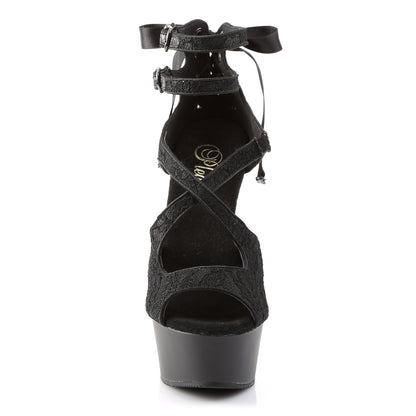 DELIGHT-678LC 6 Inch Heel Black Satin Pole Dancing Platforms-Pleaser- Sexy Shoes Alternative Footwear