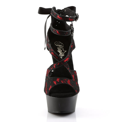DELIGHT-678LC 6" Heel Red Satin Pole Dancing Platforms-Pleaser- Sexy Shoes Alternative Footwear