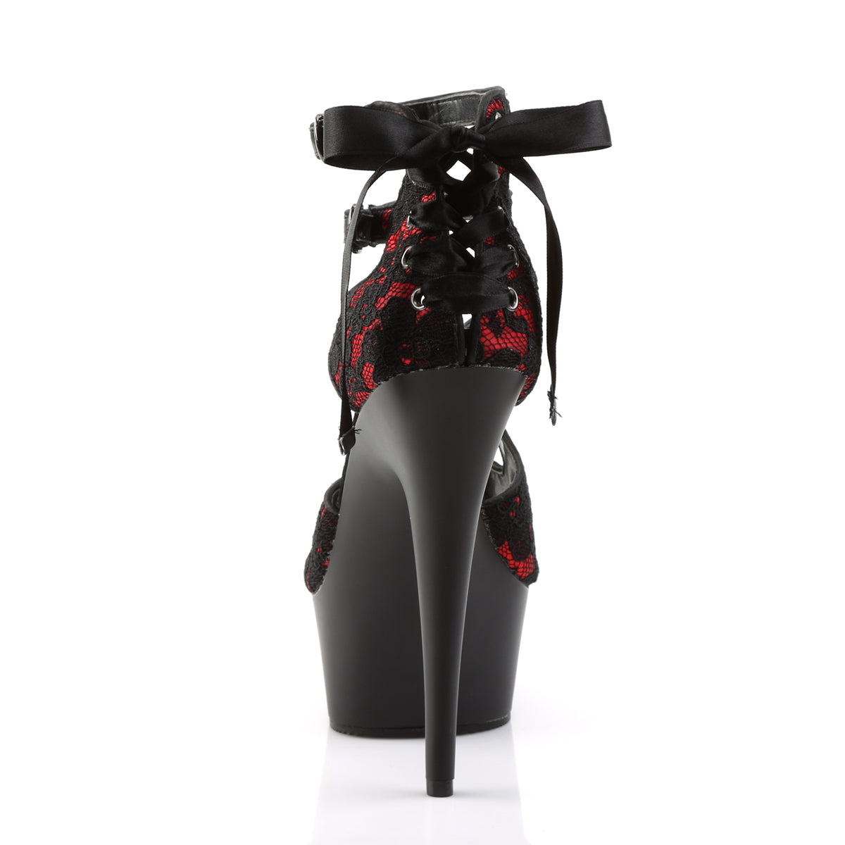 DELIGHT-678LC 6" Heel Red Satin Pole Dancing Platforms-Pleaser- Sexy Shoes Fetish Footwear