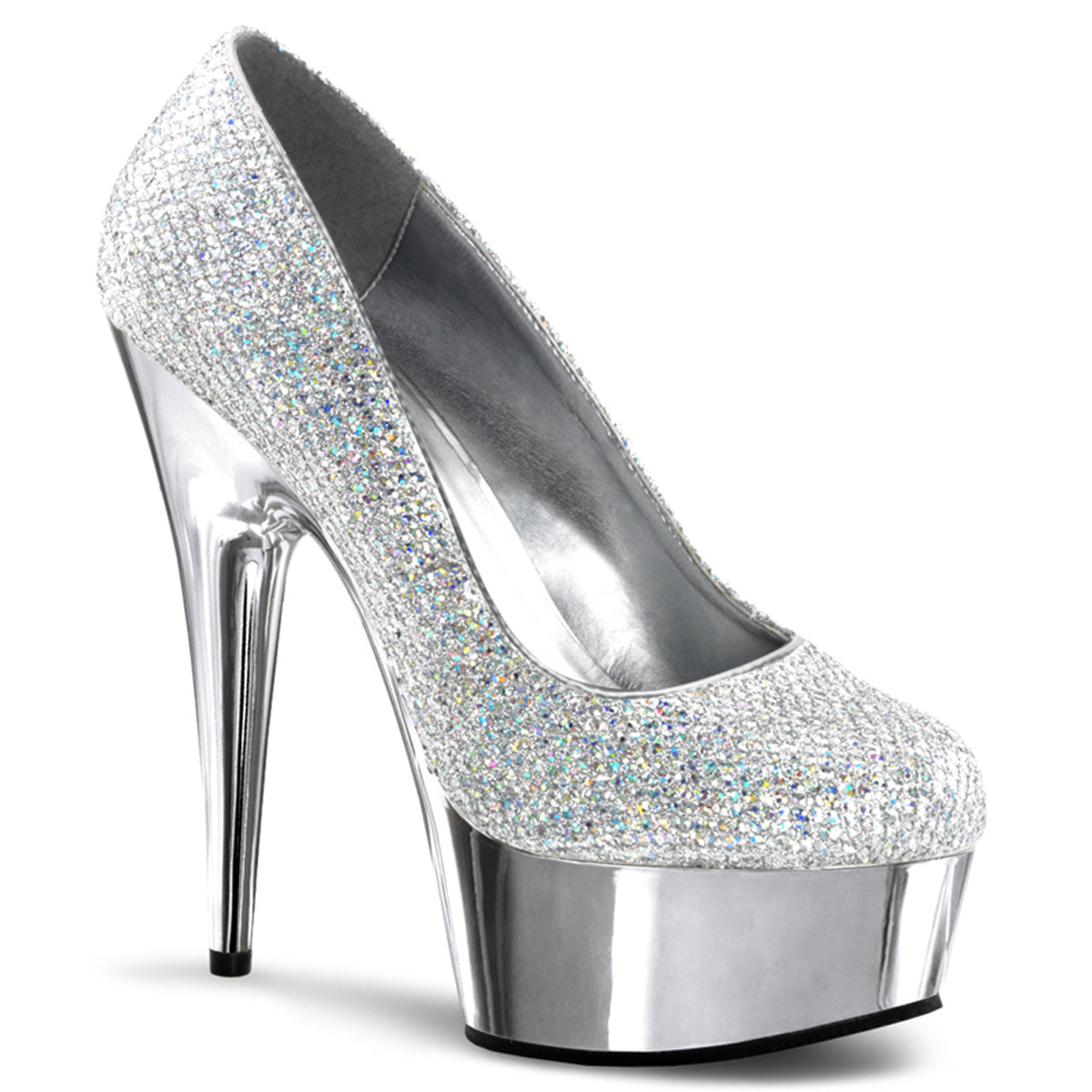 DELIGHT-685G 6" Heel Silver Glitter Pole Dancing Platforms-Pleaser- Sexy Shoes