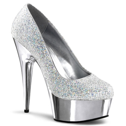 DELIGHT-685G 6" Heel Silver Glitter  Stripper Platforms High Heels