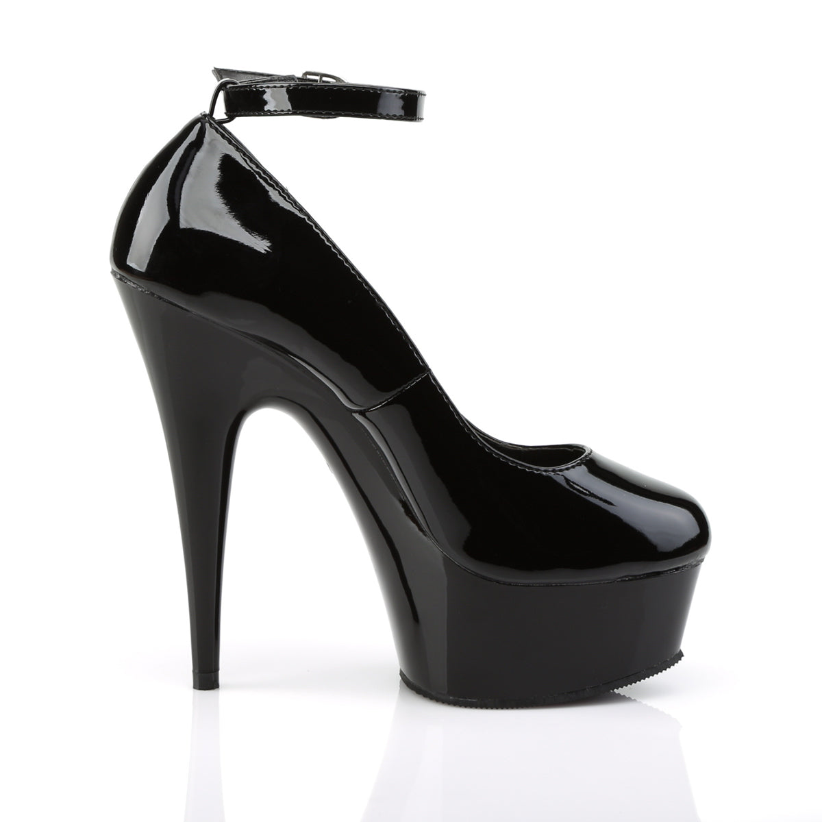 DELIGHT-686 6" Heel Black Patent Pole Dancing Platforms-Pleaser- Sexy Shoes Fetish Heels