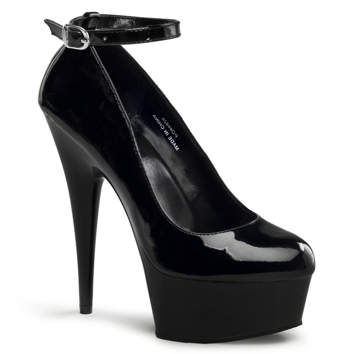 DELIGHT-686 6" Heel Black Patent Pole Dancing Platforms-Pleaser- Sexy Shoes