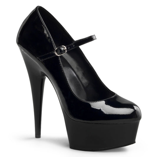 DELIGHT-687 6" Heel Black Patent Pole Dancing Platforms-Pleaser- Sexy Shoes