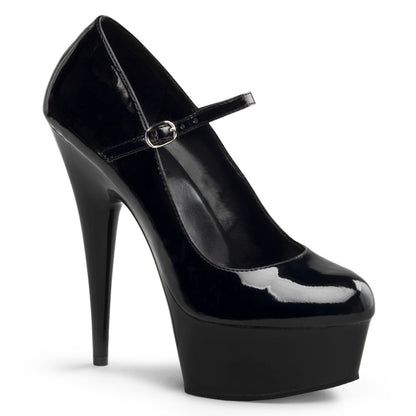 DELIGHT-687 6" Heel Black Patent  Stripper Platforms High Heels