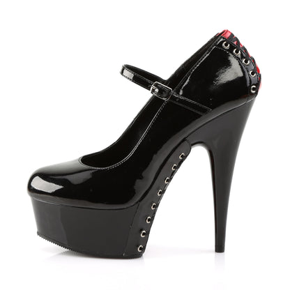 DELIGHT-687FH 6" Heel Black and Red Pole Dancing Platforms-Pleaser- Sexy Shoes Pole Dance Heels