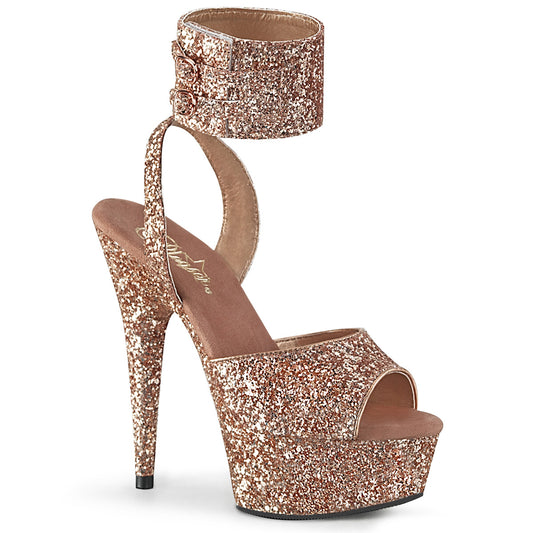 DELIGHT-691LG 6" Heel Rose Gold Glitter Pole Dancer Shoes-Pleaser- Sexy Shoes