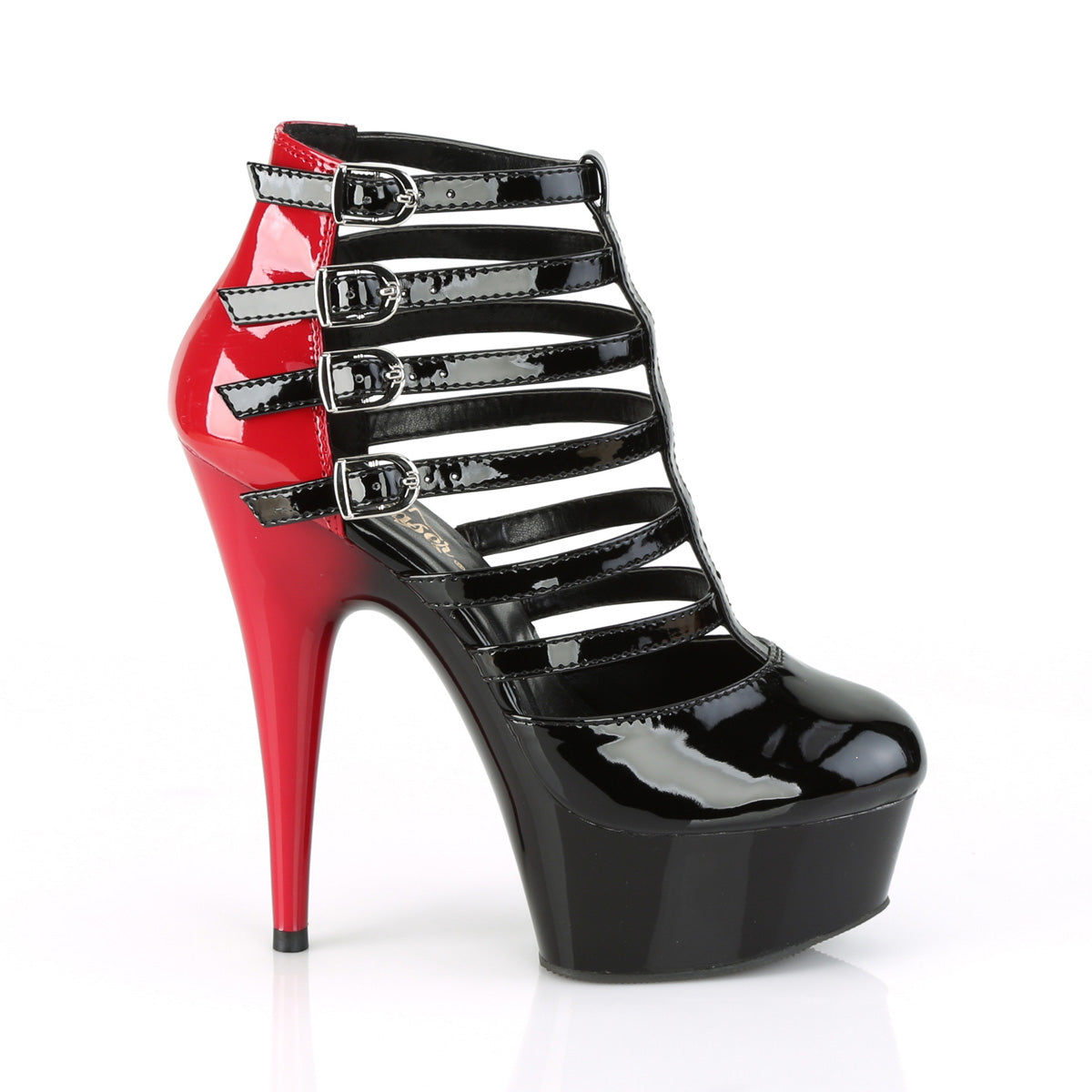 DELIGHT-695 6 Inch Heel Black and Red Pole Dancing Platforms-Pleaser- Sexy Shoes Fetish Heels