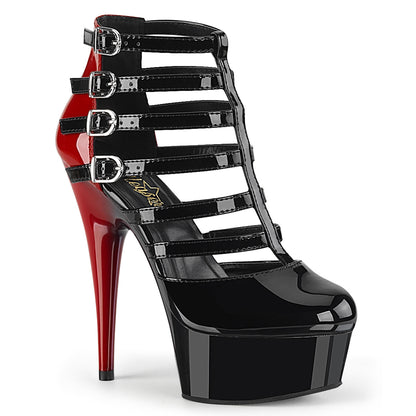 DELIGHT-695 6 Inch Heel Black and Red  Stripper Platforms High Heels