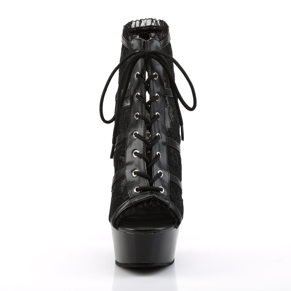 DELIGHT-696LC 6" Heel Black Mesh Pole Dancing Platforms-Pleaser- Sexy Shoes Alternative Footwear
