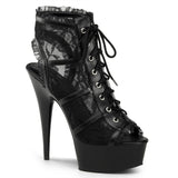 Delight-696LC 6 "Tacón negro Mesh Stripper Platforms Heels High