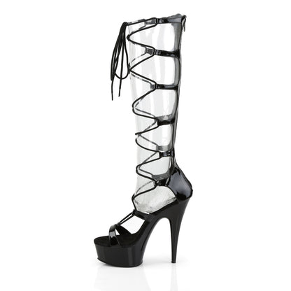 DELIGHT-698 6" Heel Black Patent Pole Dancing Platforms-Pleaser- Sexy Shoes Pole Dance Heels