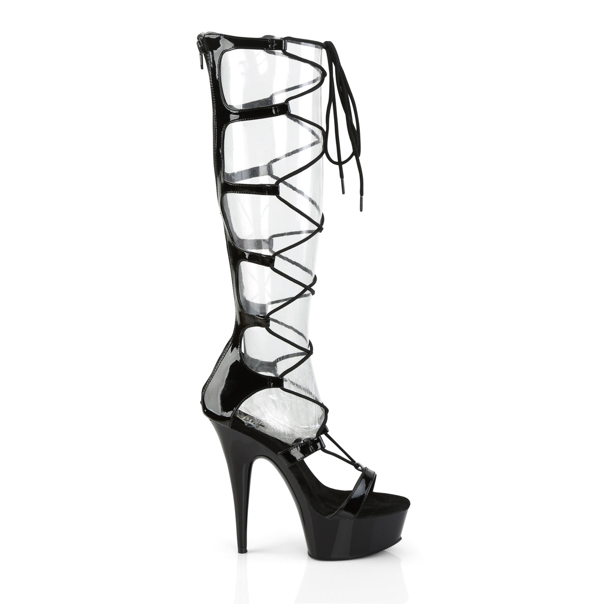 DELIGHT-698 6" Heel Black Patent Pole Dancing Platforms-Pleaser- Sexy Shoes Fetish Heels